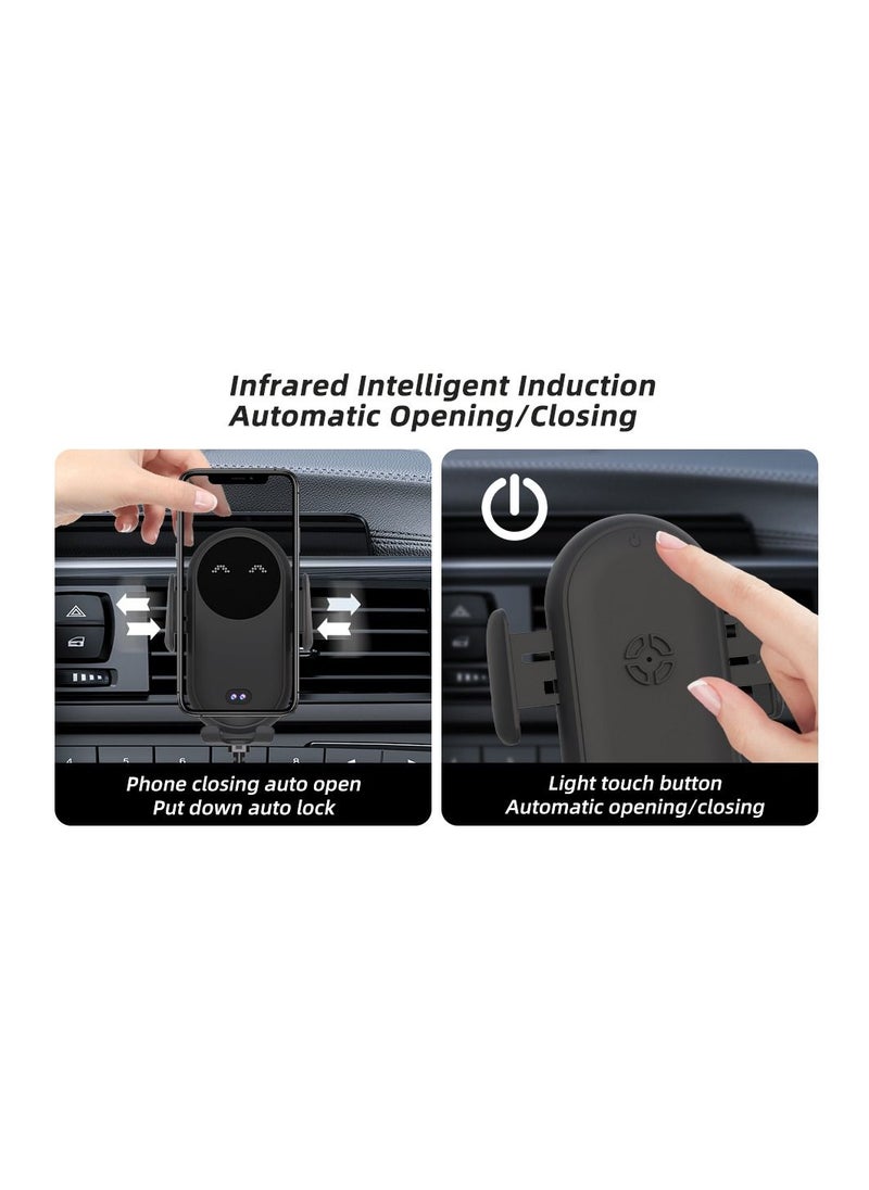 Excefore - Wireless Car Charger Smart Wireless Auto-Sensor Car Phone Holder Charger Car Phone Holder Mount Wireless Fast Charging Air Vent Car Phone Mount for Car Dashboard Windshield Air Vent - Image 1
