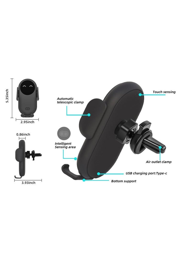Excefore - Wireless Car Charger Smart Wireless Auto-Sensor Car Phone Holder Charger Car Phone Holder Mount Wireless Fast Charging Air Vent Car Phone Mount for Car Dashboard Windshield Air Vent - Image 1