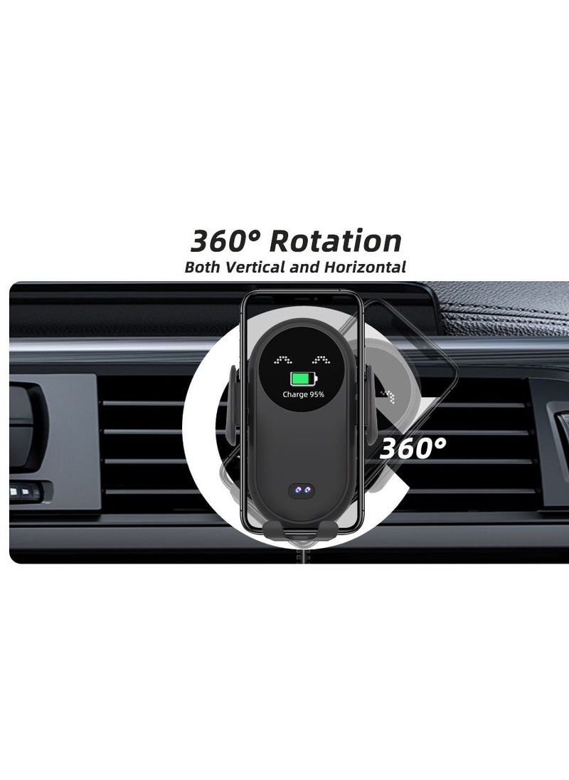 Excefore - Wireless Car Charger Smart Wireless Auto-Sensor Car Phone Holder Charger Car Phone Holder Mount Wireless Fast Charging Air Vent Car Phone Mount for Car Dashboard Windshield Air Vent - Image 1