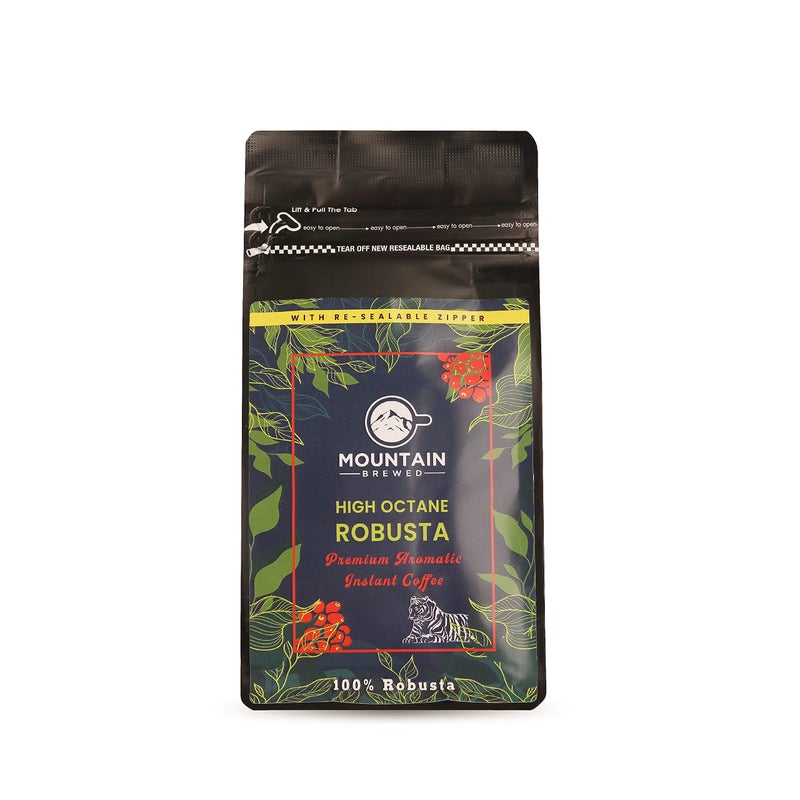MOUNTAIN BREWED Premium Instant Coffee - 100% Robusta | 100 grams Re-sealable Pouch - Image 1