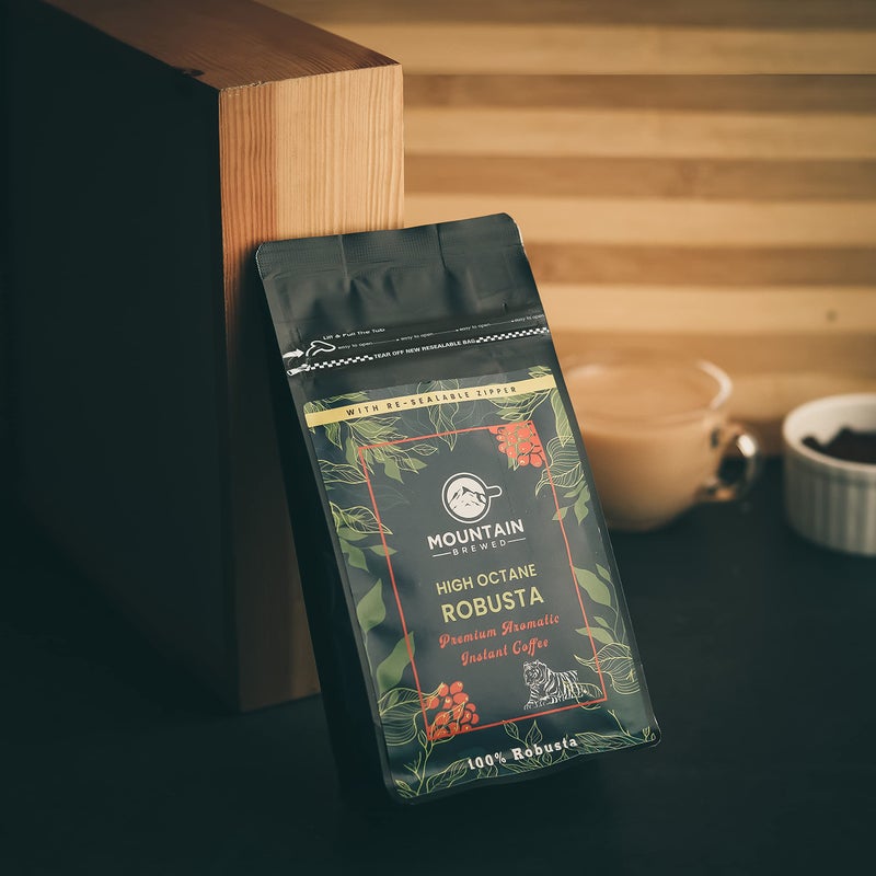 MOUNTAIN BREWED Premium Instant Coffee - 100% Robusta | 100 grams Re-sealable Pouch - Image 3