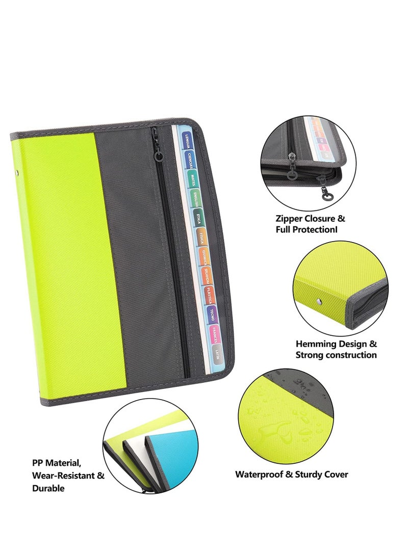 Expanding File Folder, Accordion Zip Folders with Zipper Closure Document Organizer, A4 Size, with Sticky Labels 13 Pocket (Green) - Image 3