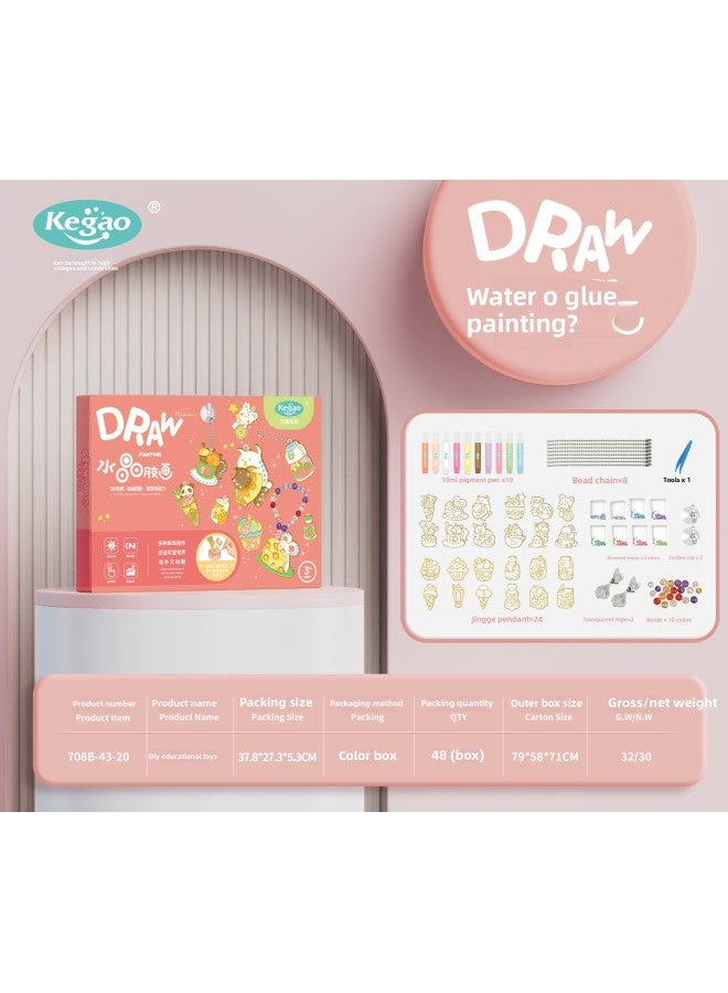 Children's Baking-free Painting Ice Glue DIY Handmade Graffiti Toy Goka Three-dimensional Crystal Painting Keychain Bracelet Necklace-Color:Dessert Series-24 Single Piece (can Be Used As Necklace Bracelet + Keychain)  - Image 1