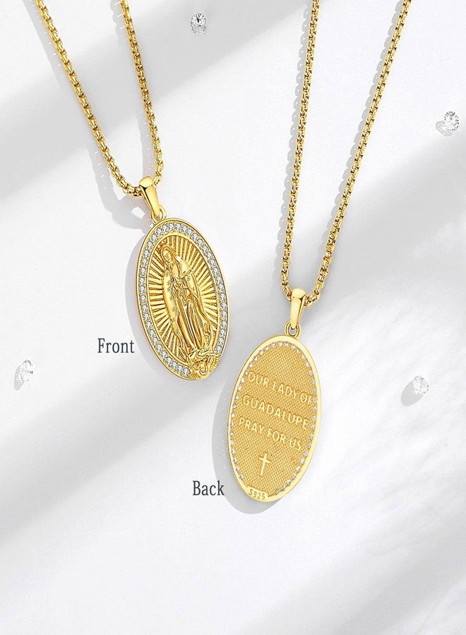 INFUSEU Virgen De Guadalupe Necklace Our Lady of Guadalupe Virgencita Medalla De La Virgen Milagrosa Women Gold Virgin Mary Miraculous Medal Jewelry Virgen Maria Pendant Mother Mary Religious - Image 3