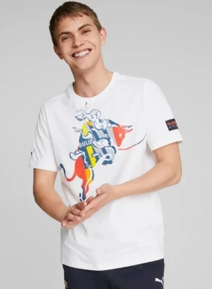 Red Bull RBR Dynamic Bull Logo Tee  White