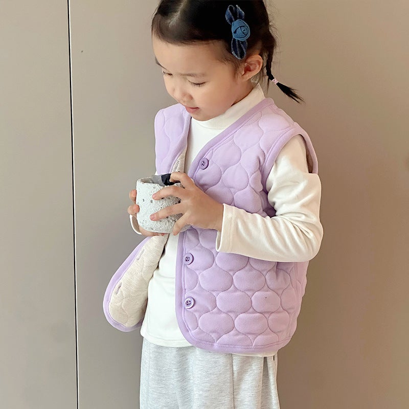 Children's Vest Warm Vest Boy's Wool Silk Outer Cardigan Cotton Jacket Children's Vest Autumn and Winter - Image 5