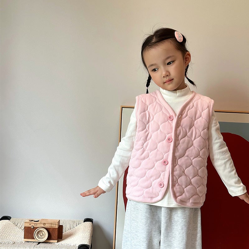 Children's Vest Warm Vest Boy's Wool Silk Outer Cardigan Cotton Jacket Children's Vest Autumn and Winter - Image 4