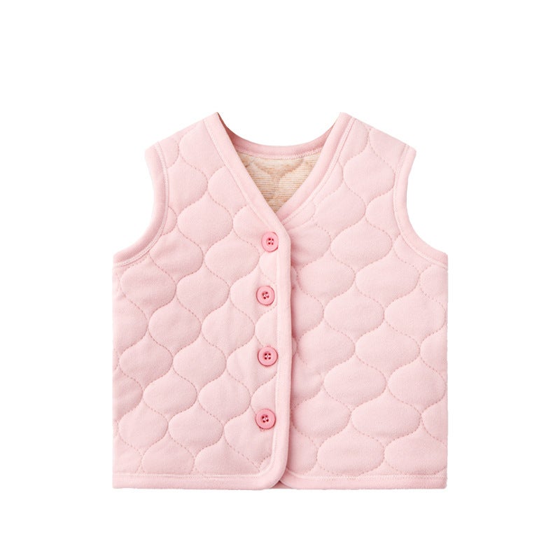 Children's Vest Warm Vest Boy's Wool Silk Outer Cardigan Cotton Jacket Children's Vest Autumn and Winter - Image 1