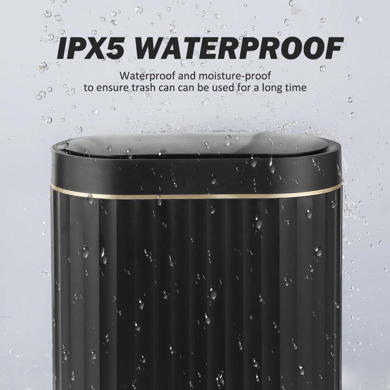 ELPHECO Black Bathroom Trash Can with Lid - ELPEHCO 2 Gallon Sensor Trash Bin, Automatic Narrow Garbage Can, Waterproof Smart Trash Can, Slim Motion Sensor Waste Bins for Bathroom, Living Room, Office - Image 4