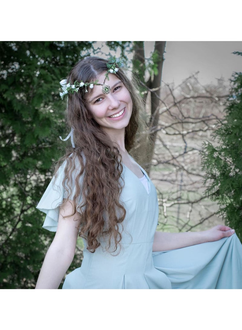 SYOSI Woodland Flower Crown Elf Florla Headband Forest Fairy Headpiece for Women Girls Wedding Cosplay Bridal Shower Party - Image 2