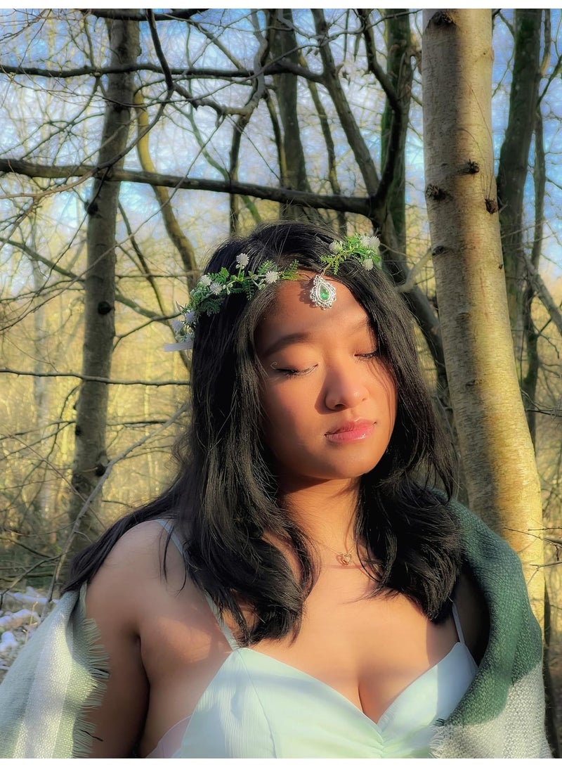 SYOSI Woodland Flower Crown Elf Florla Headband Forest Fairy Headpiece for Women Girls Wedding Cosplay Bridal Shower Party - Image 4