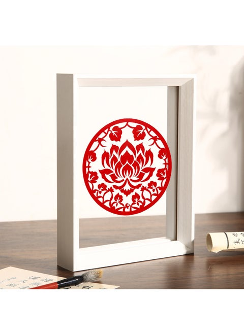 Chinese-style Double-sided Transparent Photo Frame Table Year Paper-cut Fu Character Calligraphy Frame Mounted Ornaments Specimen Display Stand A4 Frame-Color:10inch [can Hold 20.3*25.4cm]-white