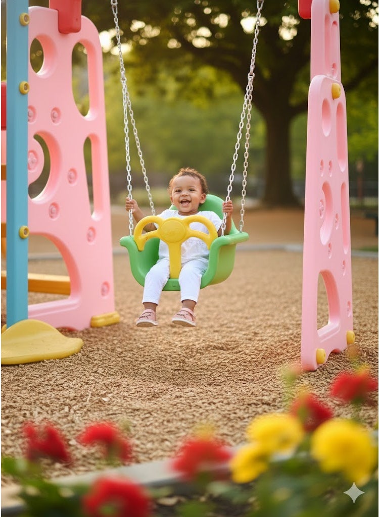 فول جوي مجموعة زحليقة وأرجوحة مع حلقة كرة سلة  3*1 للأطفال،مجموعة ملعب داخلي وخارجي للأطفال الصغار،مجموعة ألعاب تسلق للأطفال - Image 5