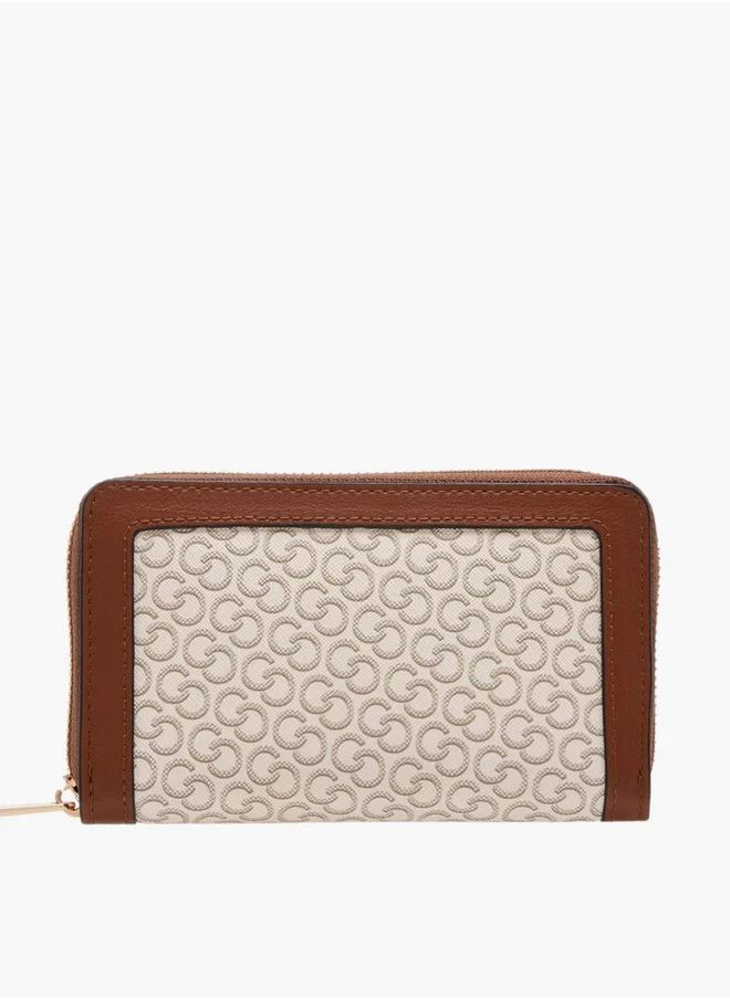 Celeste Women's Monogram Print Wallet with Zip Closure