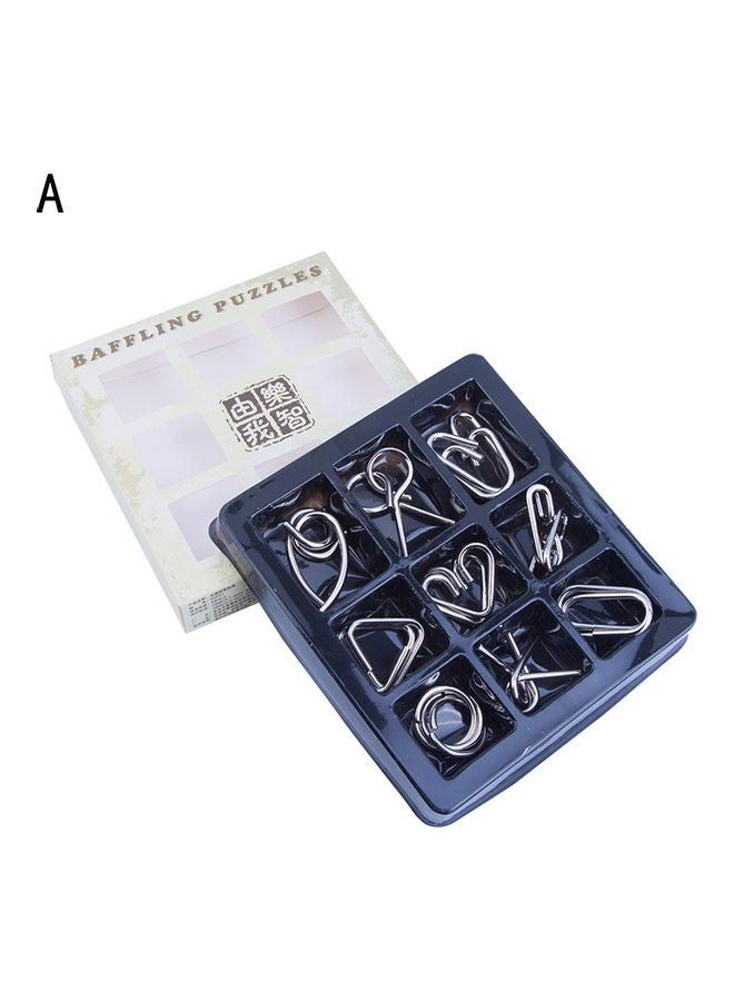 9-Piece Metal Wire IQ Brain Teaser Puzzles Set - Image 1