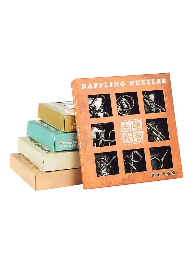 9-Piece Metal Wire IQ Brain Teaser Puzzles Set - Image 3