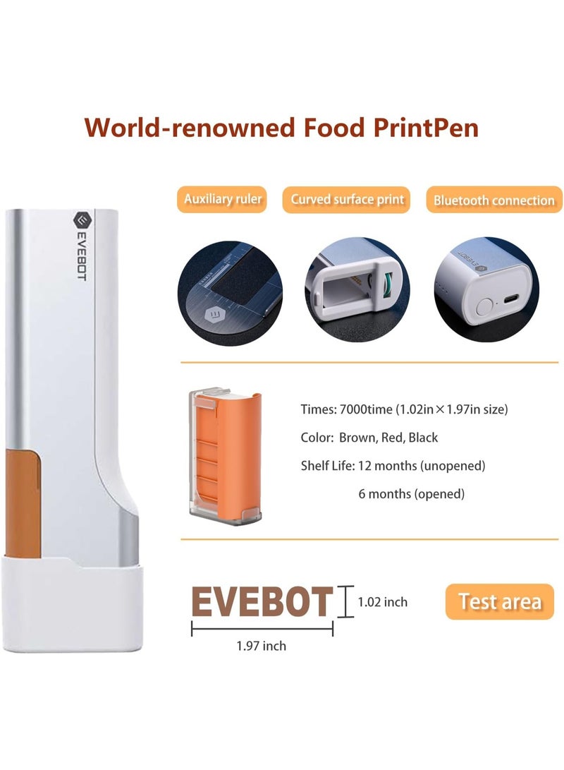 EVEBOT Portable Food PrintPen, Coffee Print Pen, Mini Coffee Printer, Food Printer, Bluetooth Edible Inkjet Pen, Logo and Pattern Print, Latte Art Printer for Coffee Cake Cookies Bread Macaron Chocolate DIY - Image 5
