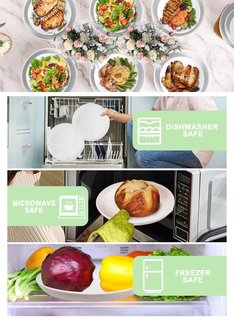 هومار كيت مجموعة طعام مكونة من 24 قطعة، أواني القش والقمح، الأطباق، أكواب الطعام، خدمة ل 6، أطباق العشاء، أطباق الحلوى، أواني الحبوب، الأكواب، أطباق التخييم في الهواء الطلق البلاستيكية غير القابلة للكسر، الساحلية - Image 4