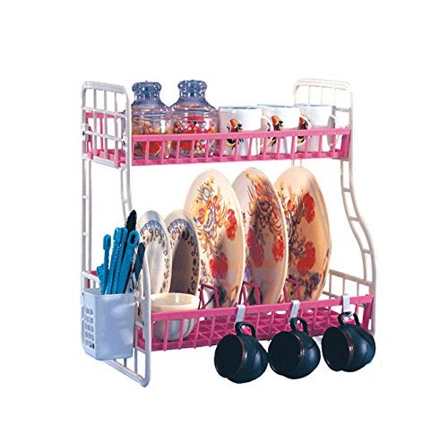 Aristo ARISTO Small Tiered Shelf Kitchen Racks Plastic, Vegetable Basket Stand, Plastic Rack Office, Fruits Onion Stand For Tiered Shelf Kitchen (Color May Vary, 2 Layer), (30 X 45 X 40) Cm