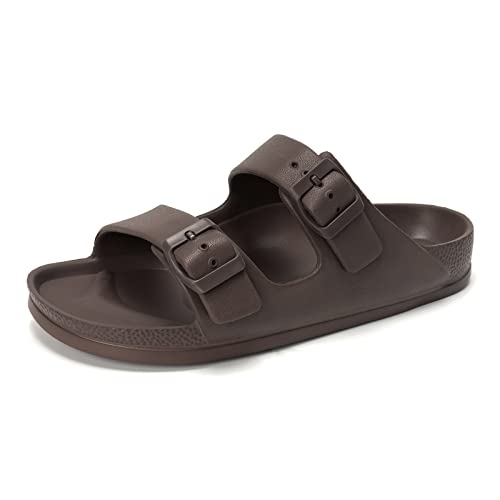 FUNKYMONKEY Women's Plastic Sandals New Upgrade Quality EVA Waterproof Double Buckle Adjustable Slides Shoes (8 M US, Brown/XPZ) - Image 1