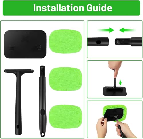 X XINDELL Xindell Windshield Cleaner Tool – Inside Car Window Cleaning Kit with 22“ Detachable Handle, Interior Windshield Squeegee for Clear Vision, Auto Detailing Kit for Car, Home & Outdoor Windows - Image 5