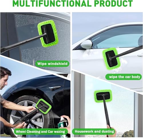 X XINDELL Xindell Windshield Cleaner Tool – Inside Car Window Cleaning Kit with 22“ Detachable Handle, Interior Windshield Squeegee for Clear Vision, Auto Detailing Kit for Car, Home & Outdoor Windows - Image 2