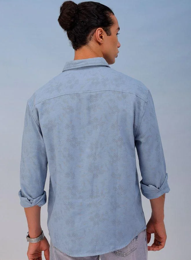 The Indian Garage Co Men Relaxed Fit Solid Full Sleeves Cutaway Collar Resort Wear Shirt