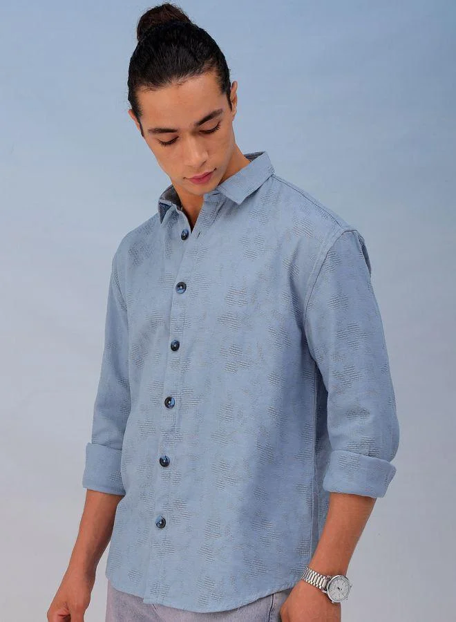 The Indian Garage Co Men Relaxed Fit Solid Full Sleeves Cutaway Collar Resort Wear Shirt