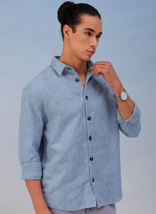 The Indian Garage Co Men Relaxed Fit Solid Full Sleeves Cutaway Collar Resort Wear Shirt