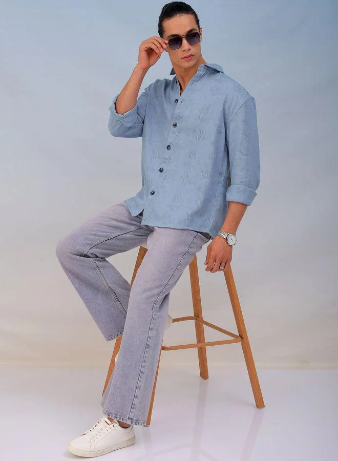 The Indian Garage Co Men Relaxed Fit Solid Full Sleeves Cutaway Collar Resort Wear Shirt