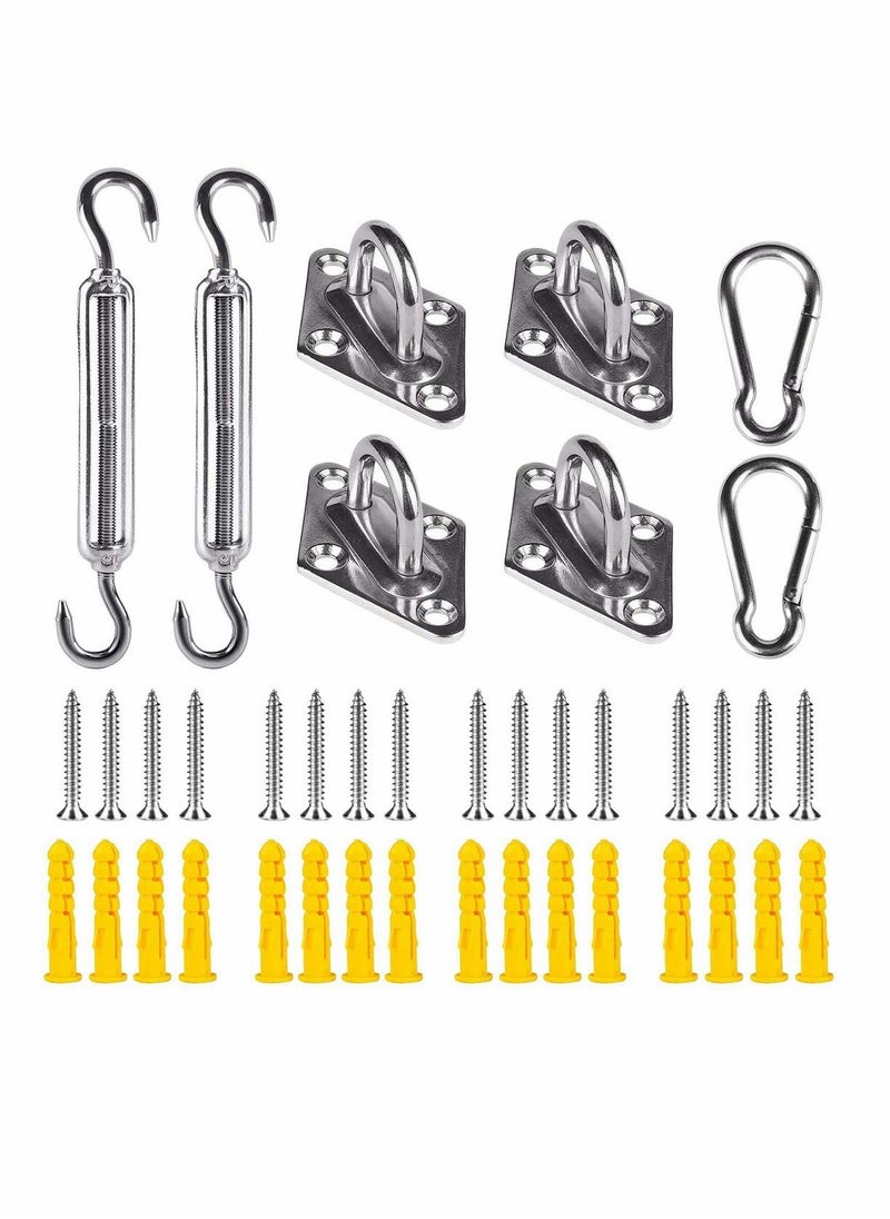 KASTWAVE - Awning Attachment Set Heavy Duty Sun Shade Sail Stainless Steel Hardware Kit for Triangle and Square Rectangle Sun Shade Sail Fixing Accessories Shade Sail Hardware Kit - Image 1