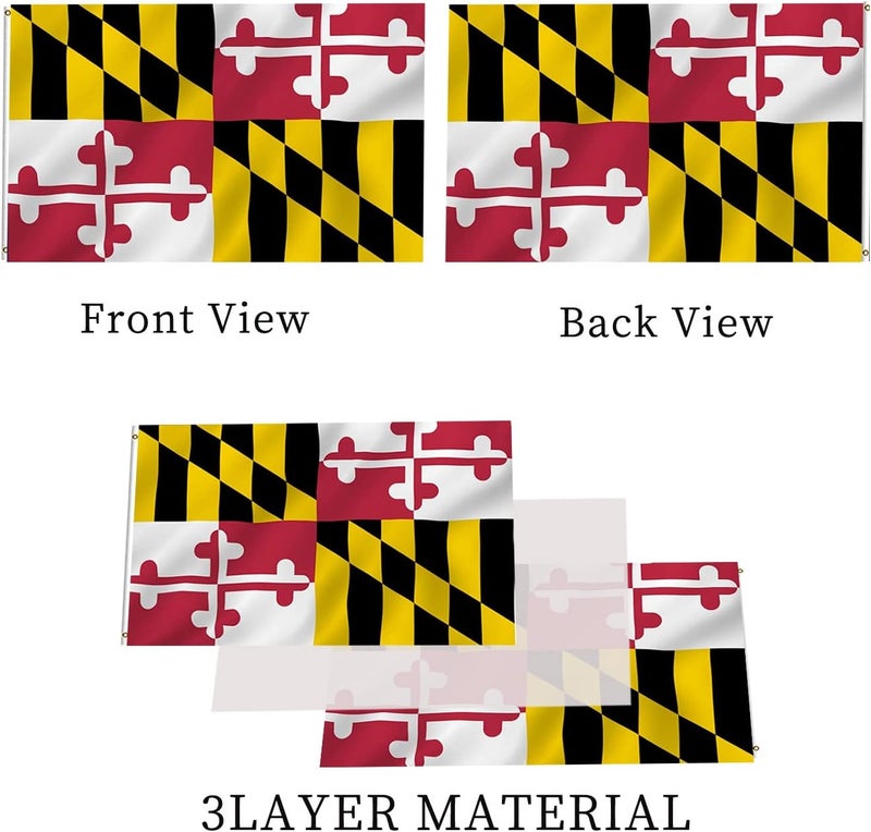 ARSOF Maryland Sates Flags 3x5 Double Sided Outdoor MD Maryland Flags Heavy Duty 3 Ply with Durable Canvas Header and Brass Grommets Vivid Colors - Image 3