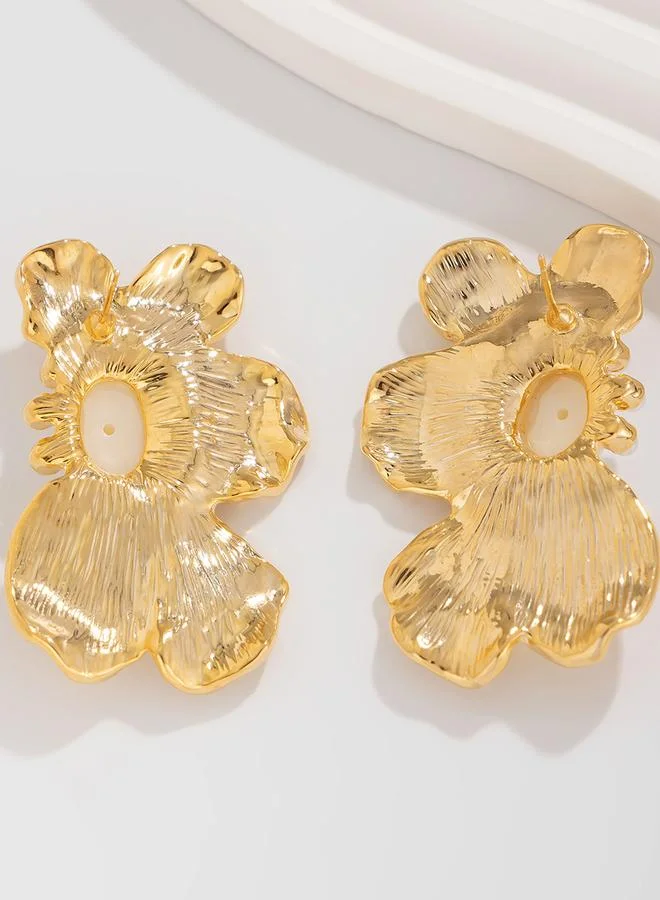 Take Two  Gold Floral Pearl Dangle Earrings for Women | Best Price UAE