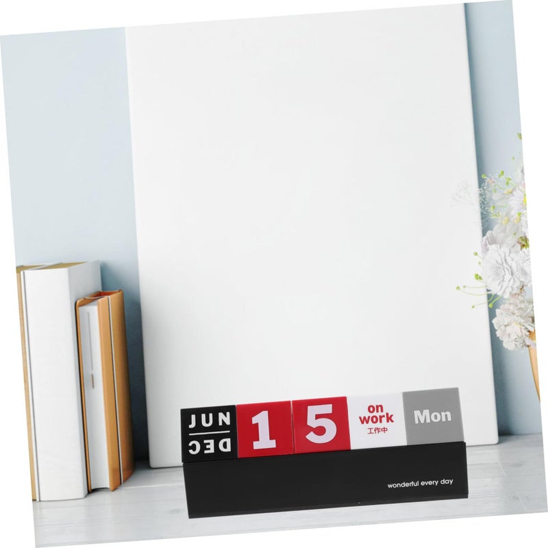 Updated Perpetual Wooden Calendar Block With Removable Date Cubes Desk Calendar For Home Office Bedroom Decoration Gift - Image 3
