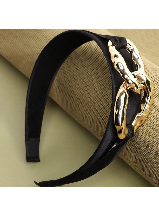 SOHI Black fabric Gold plated chain Hair band for Women and Girls | Head Jewellery for women | Hair belt for girls | Fancy hair band | Hair Accessories for brides | Stylish & Trendy - Image 2