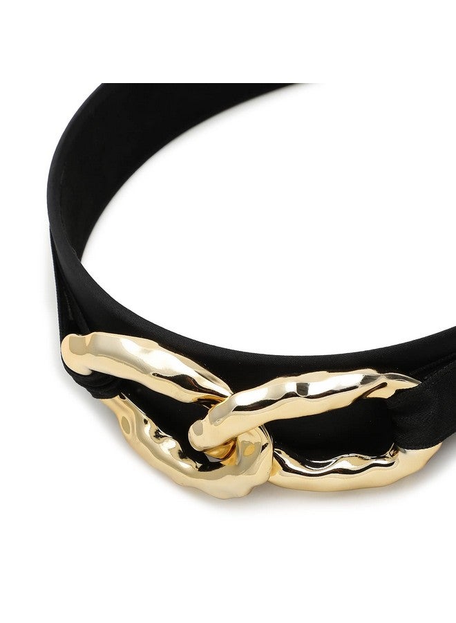 SOHI Black fabric Gold plated chain Hair band for Women and Girls | Head Jewellery for women | Hair belt for girls | Fancy hair band | Hair Accessories for brides | Stylish & Trendy - Image 1