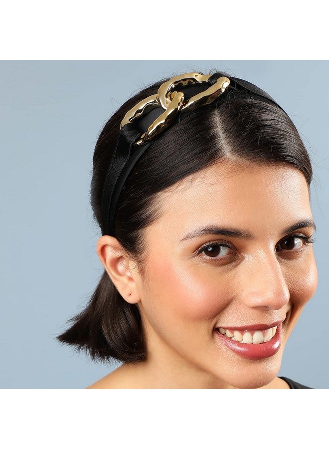 SOHI Black fabric Gold plated chain Hair band for Women and Girls | Head Jewellery for women | Hair belt for girls | Fancy hair band | Hair Accessories for brides | Stylish & Trendy - Image 3