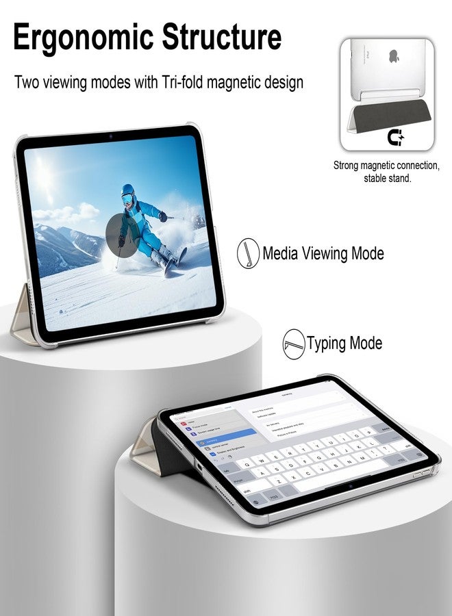 DONGKE غطاء DONGKE الذكي لجهاز iPad Air مقاس 11 بوصة (M3 2025، M2 2024)، وiPad Air الجيل الخامس (2022) / الجيل الرابع (2020) مقاس 10.9 بوصة، نحيف وقابل للطي، مع غطاء خلفي شفاف من البولي كربونات الصلب، مزود بخاصية التشغيل/الإيقاف التلقائي، بلون بيج بنقشة مربعات الشطرنج. - Image 3