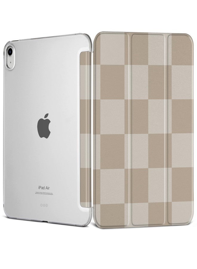 DONGKE غطاء DONGKE الذكي لجهاز iPad Air مقاس 11 بوصة (M3 2025، M2 2024)، وiPad Air الجيل الخامس (2022) / الجيل الرابع (2020) مقاس 10.9 بوصة، نحيف وقابل للطي، مع غطاء خلفي شفاف من البولي كربونات الصلب، مزود بخاصية التشغيل/الإيقاف التلقائي، بلون بيج بنقشة مربعات الشطرنج. - Image 1