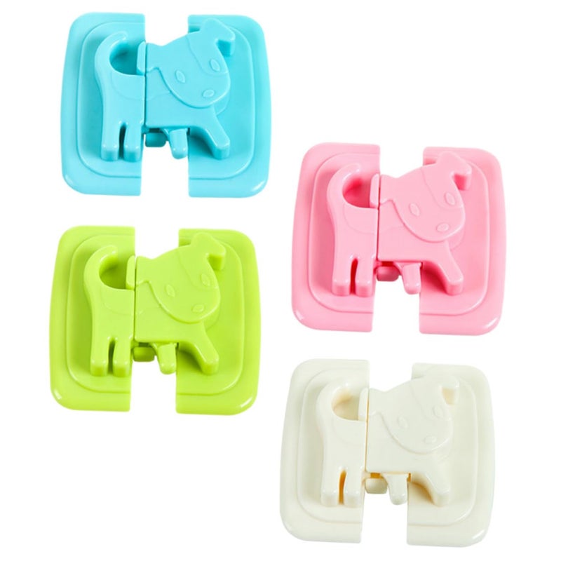 Child Safety Locks 4 Pack Cabinet Fridge Locks Pinch Design Green Blue White Pink - Image 2