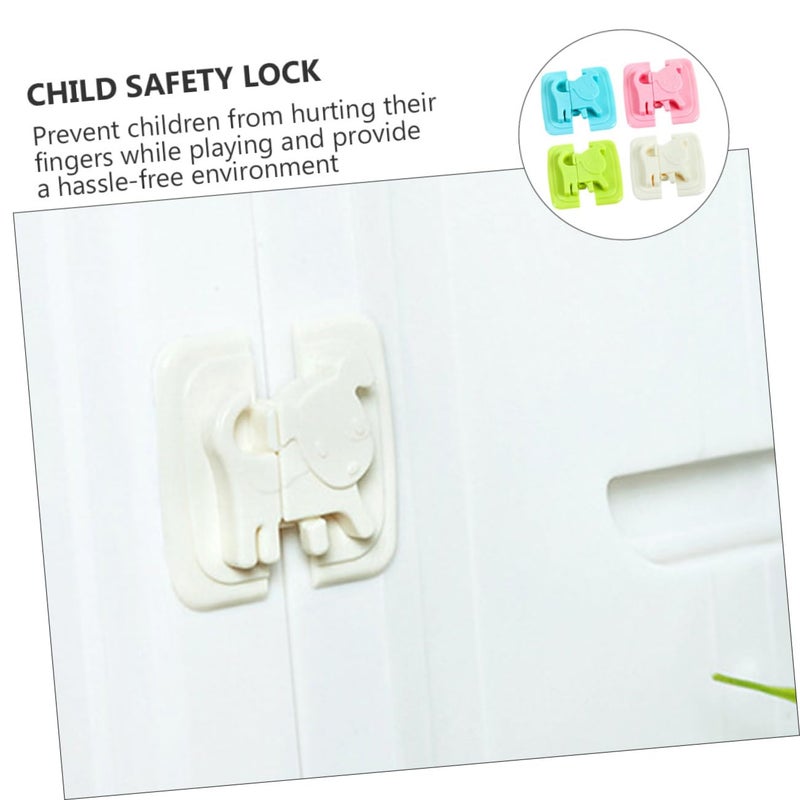 Child Safety Locks 4 Pack Cabinet Fridge Locks Pinch Design Green Blue White Pink - Image 4