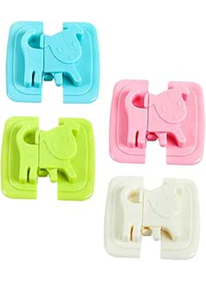 Child Safety Locks 4 Pack Cabinet Fridge Locks Pinch Design Green Blue White Pink - Image 1