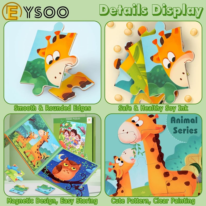 EYSOO Magnetic Jigsaw Puzzles 3 Pack Jigsaw Puzzle for Kids 9+12+16 PCS Toddler Puzzles Portable Travel Toy for 3+ Kids Boys Girls (Level 1-A) - Image 5