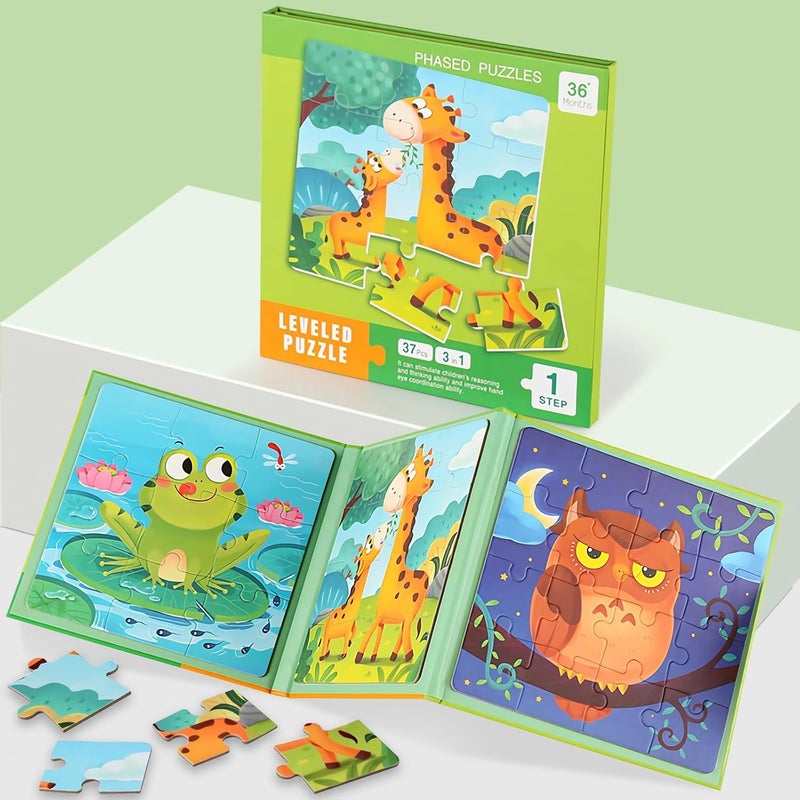 EYSOO Magnetic Jigsaw Puzzles 3 Pack Jigsaw Puzzle for Kids 9+12+16 PCS Toddler Puzzles Portable Travel Toy for 3+ Kids Boys Girls (Level 1-A) - Image 1