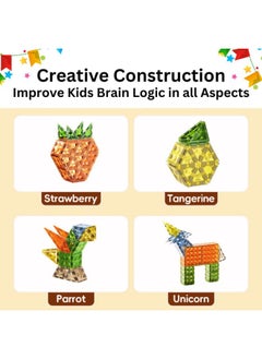 AlsayedP 116 Pcs Diamond Magnetic Bricks Animal Paradise Creative Magnetic Building Blocks Toy Set for Kids Educational Magnetic Tiles for Boys and Girls (Animal 116pcs)  - Image 5