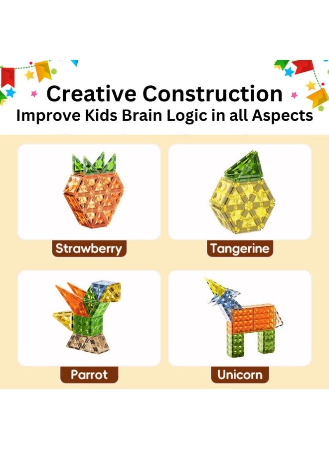 Dige 116 Pcs Diamond Magnetic Bricks Animal Paradise Creative Magnetic Building Blocks Toy Set for Kids Educational Magnetic Tiles for Boys and Girls (Animal 116pcs) - Image 5