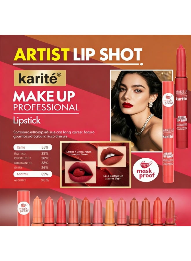 KARITE karité 12Pcs Artist Lip Shot Lipstick Pen Set, Waterproof & Mask-Proof Long-Lasting Lip Makeup - Image 2