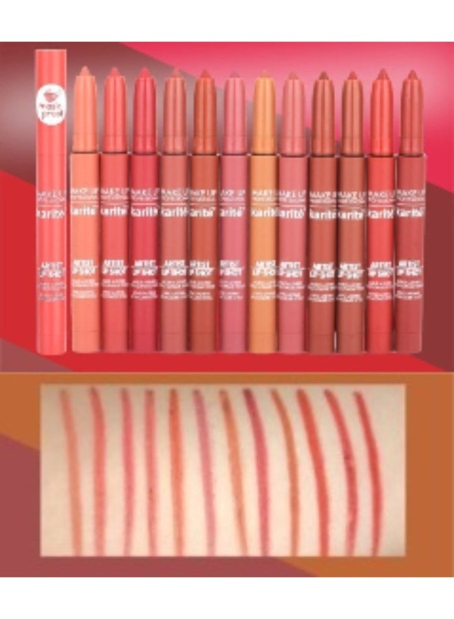 KARITE karité 12Pcs Artist Lip Shot Lipstick Pen Set, Waterproof & Mask-Proof Long-Lasting Lip Makeup - Image 1