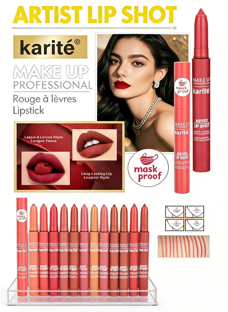 KARITE karité 12Pcs Artist Lip Shot Lipstick Pen Set, Waterproof & Mask-Proof Long-Lasting Lip Makeup - Image 5