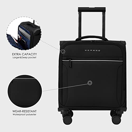 Verage Toledo Underseat Carry On Luggage 15-Inch Softside Small Suitcase with Spinner Wheels & USB Port (Black, Carry-On 15-Inch) - Image 4